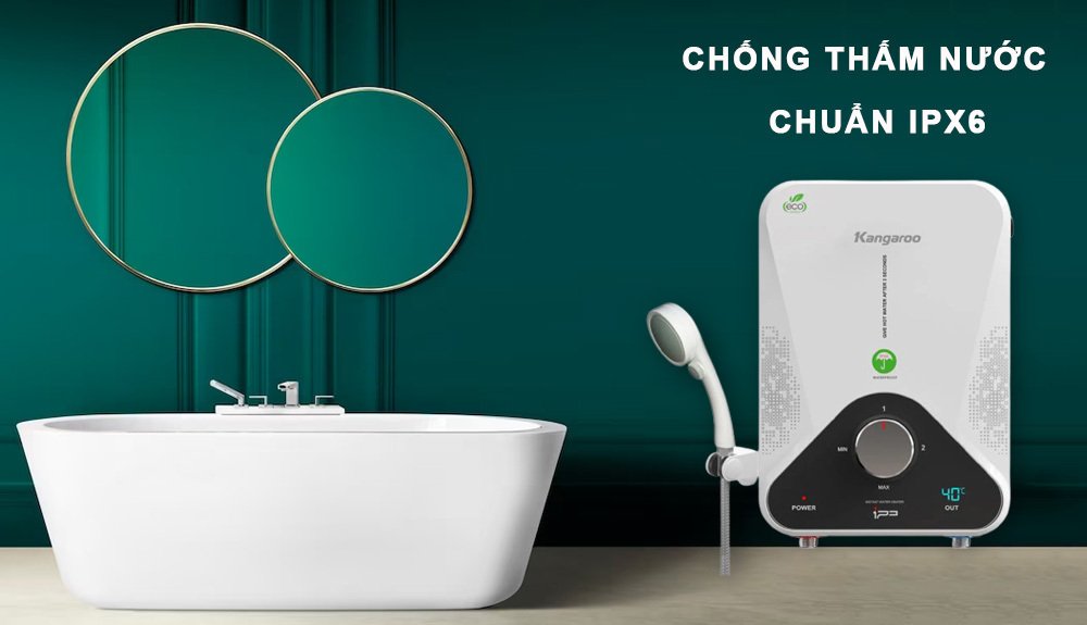 máy nước nóng trực tiếp kháng khuẩn kangaroo (có bơm) kg588wp