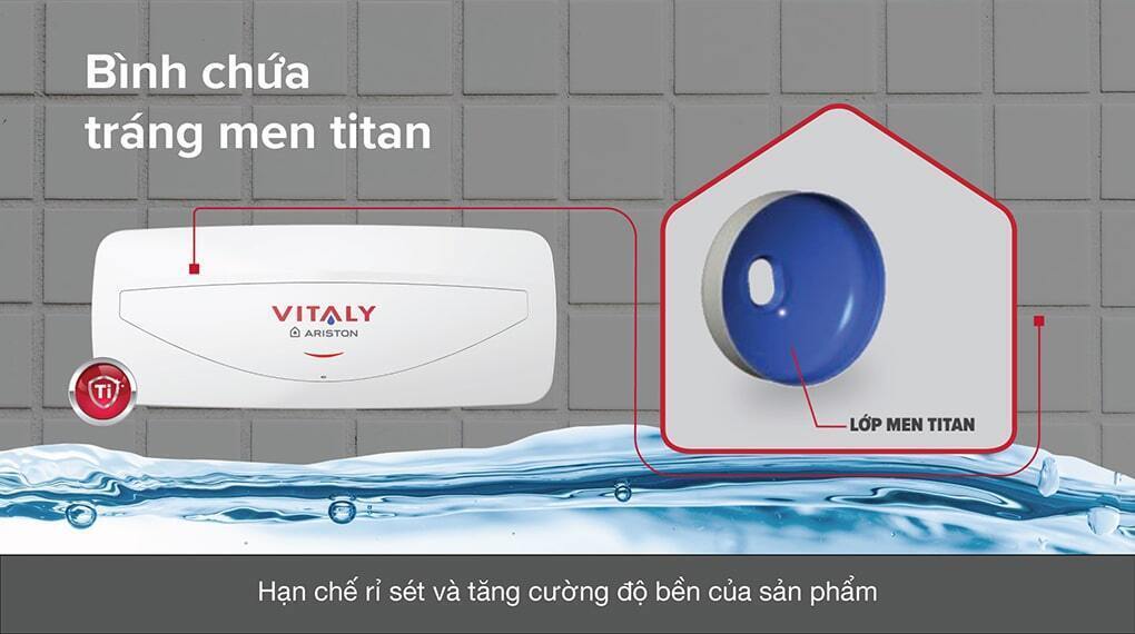 máy nước nóng gián tiếp ariston 20 lít 2500w vitaly 20 slim 2.5 fe