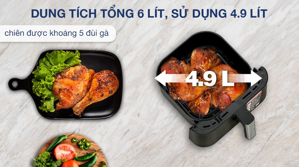 nồi chiên không dầu sharp kf-af60ev-bk 6 lít