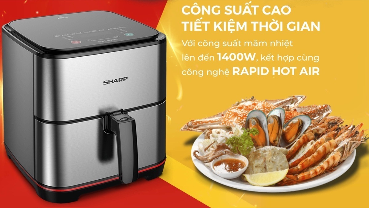 nồi chiên không dầu sharp kf-af50ev-st