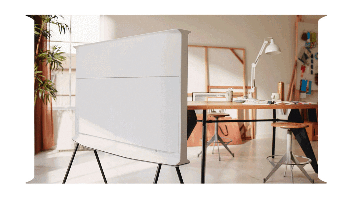 smart tivi kiểu chữ i có chân the serif qled samsung 4k 65 inch qa65ls01ba