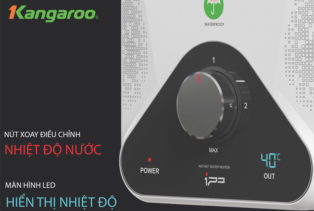 máy nước nóng trực tiếp kháng khuẩn kangaroo (có bơm) kg588wp