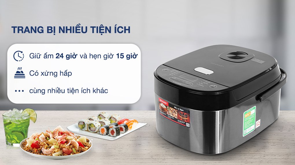 nồi cơm điện tử sharp 1.8 lít ks-com194ev-bk