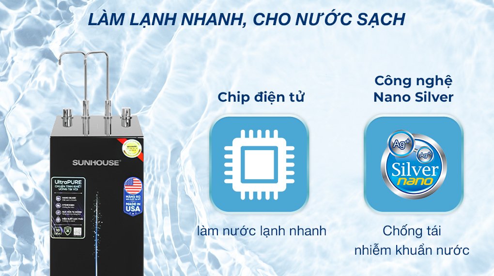 máy lọc nước ro nóng nguội lạnh sunhouse ultrapure sha76210kl 10 lõi