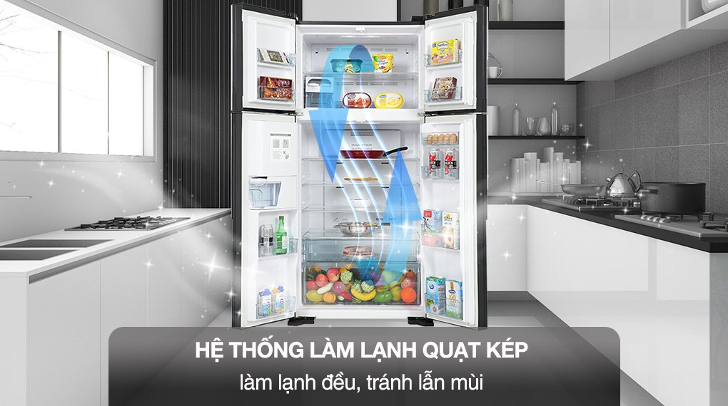 tủ lạnh hitachi inverter 540 lít multi door r-fw690pgv7 gbk