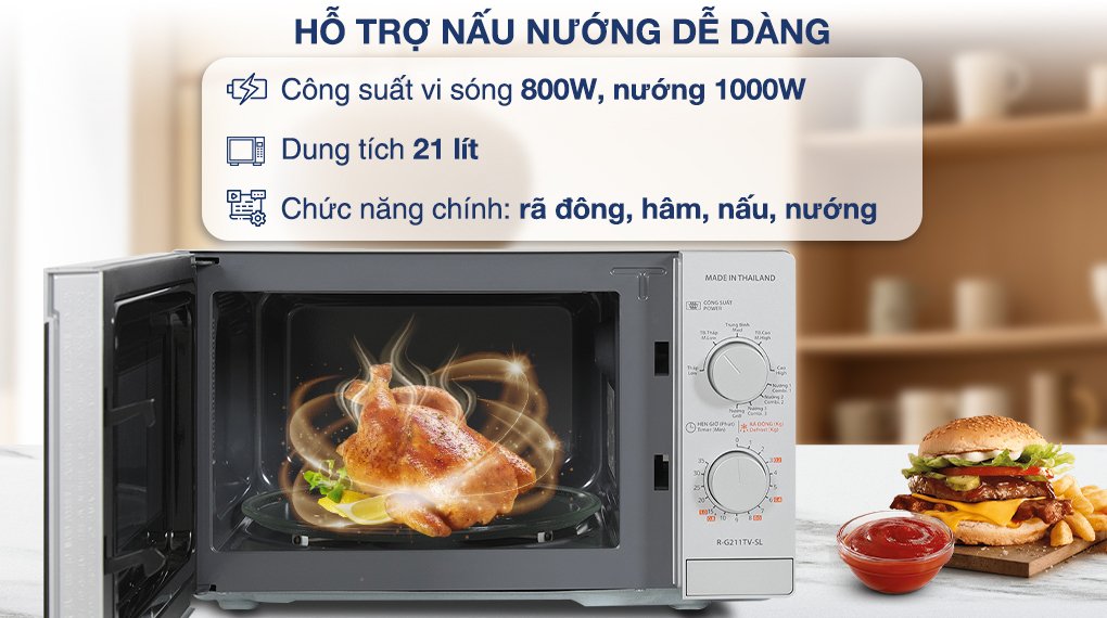 lò vi sóng có nướng sharp r-g211tv-sl 21 lít
