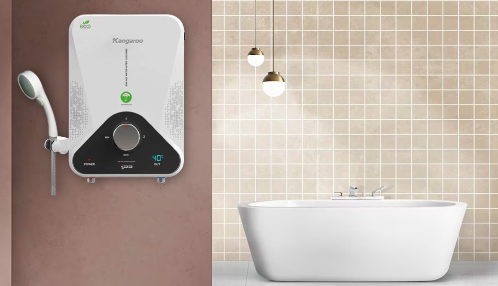 máy nước nóng trực tiếp kháng khuẩn kangaroo (có bơm) kg588wp
