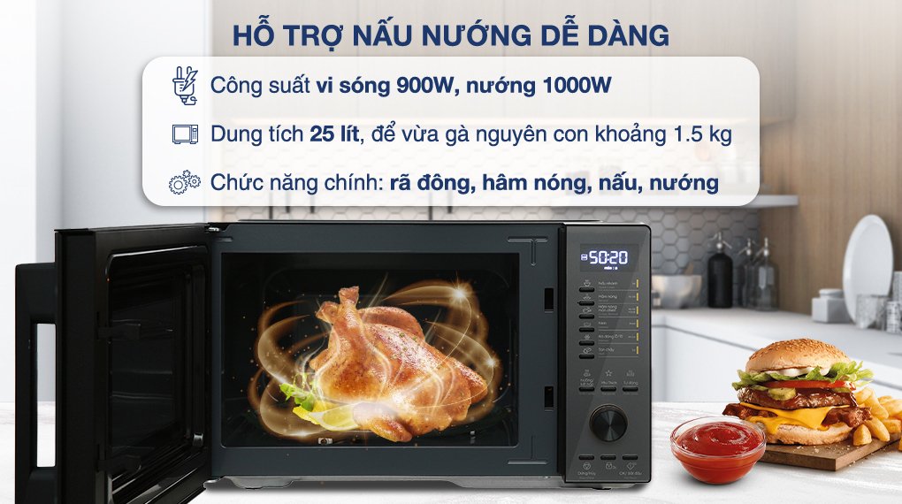 lò vi sóng có nướng electrolux emg25d22bm 25 lít