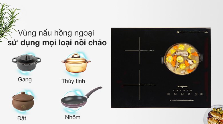 bếp từ hồng ngoại 3 vùng nấu lắp âm kangaroo kg446i