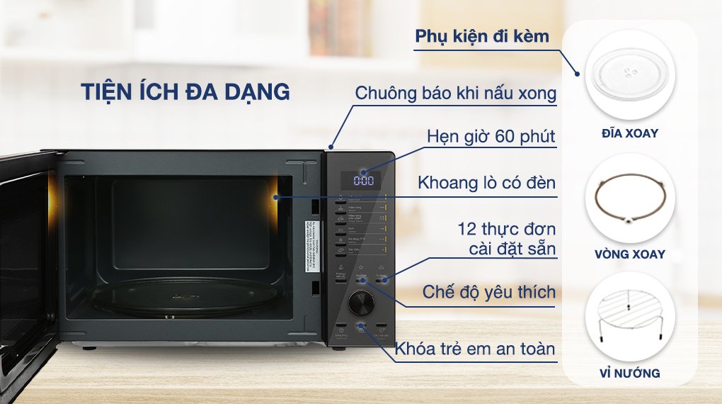 lò vi sóng có nướng electrolux emg30d22bm 30 lít