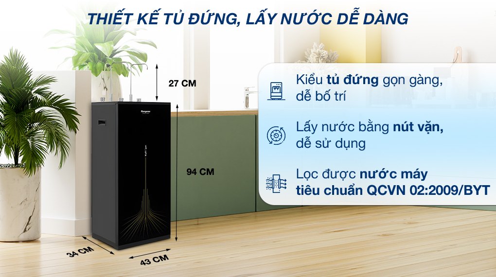 máy lọc nước ro nóng nguội lạnh hydrogen kangaroo kg10a13 10 lõi