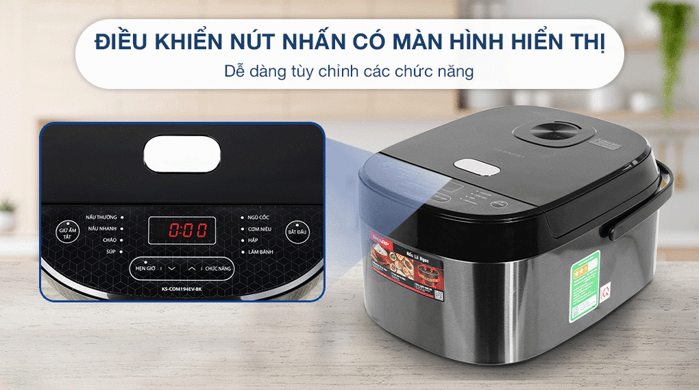 nồi cơm điện tử sharp 1.8 lít ks-com194ev-bk