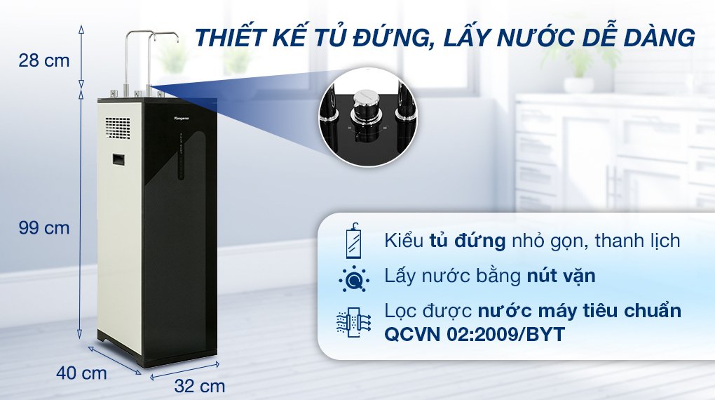 máy lọc nước ro nóng nguội lạnh kangaroo kg10a18 10 lõi