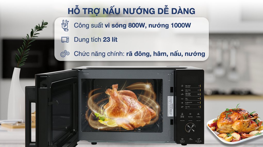 lò vi sóng có nướng electrolux emg23d22b 23 lít
