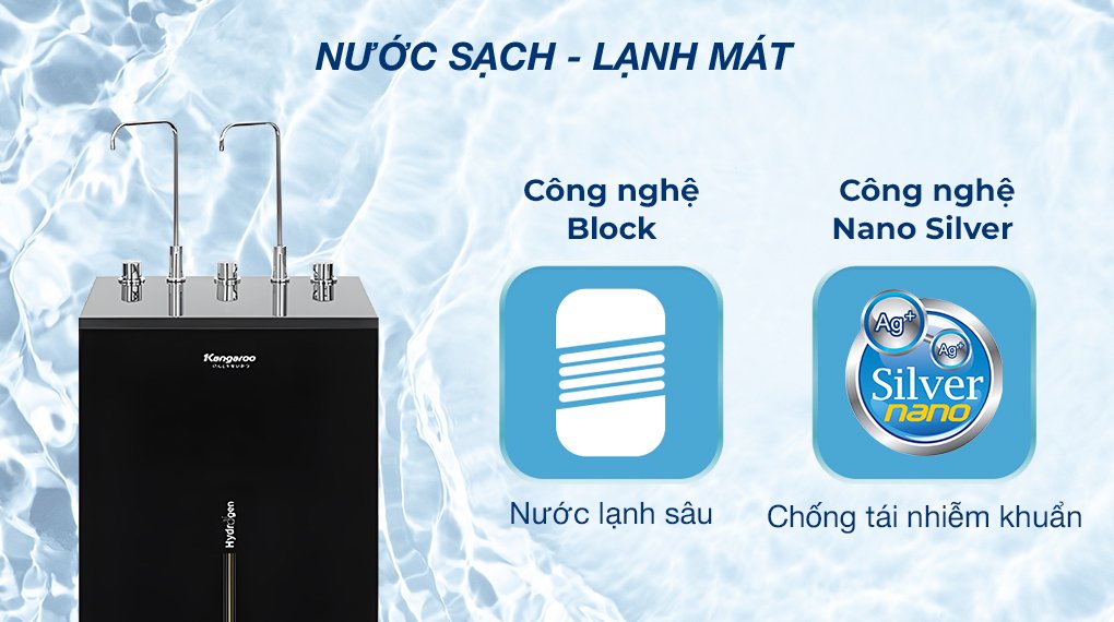 máy lọc nước ro nóng nguội lạnh hydrogen kangaroo kg10a13 10 lõi