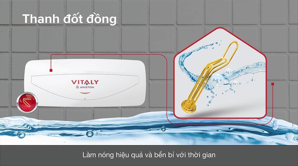 máy nước nóng gián tiếp ariston 20 lít 2500w vitaly 20 slim 2.5 fe