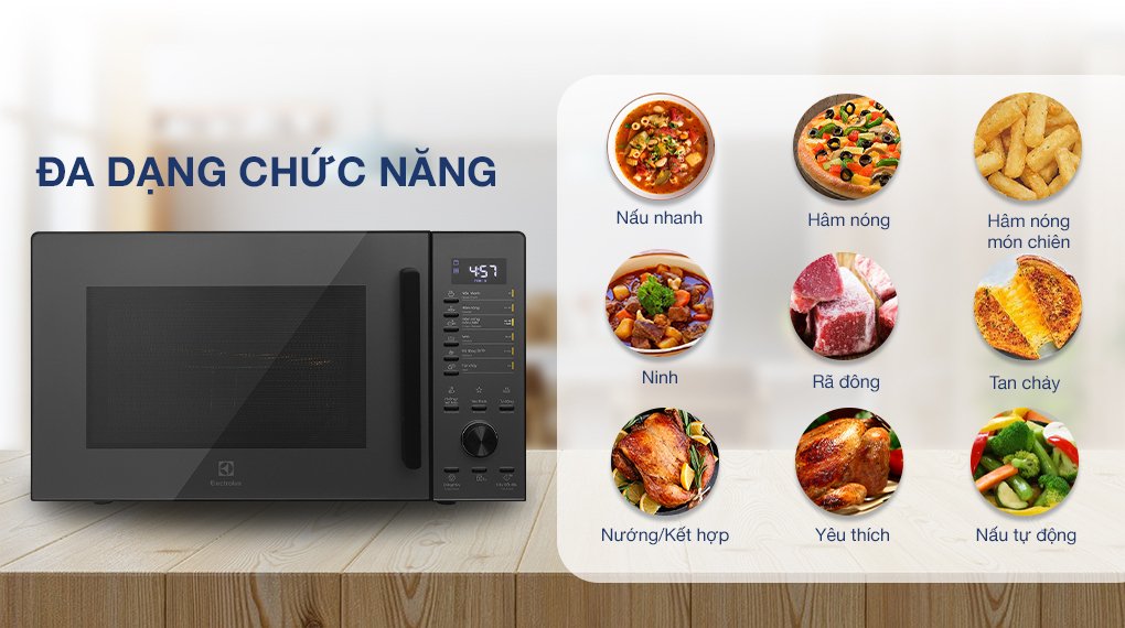 lò vi sóng có nướng electrolux emg30d22bm 30 lít