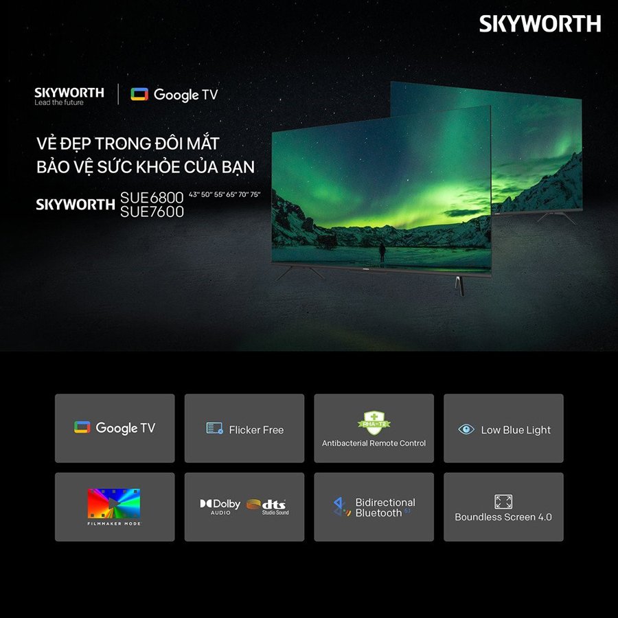 smart tivi 4k skyworth 65sue7600 65 inch google tv