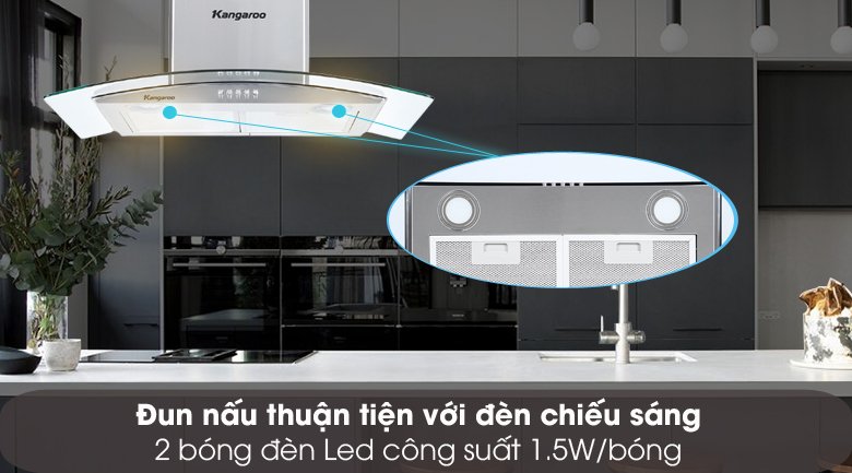 máy hút mùi kính cong kangaroo kg538