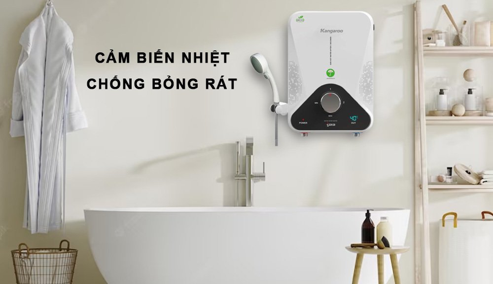máy nước nóng trực tiếp kháng khuẩn kangaroo (có bơm) kg588wp
