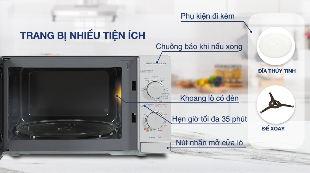 lò vi sóng có nướng sharp r-g211tv-sl 21 lít