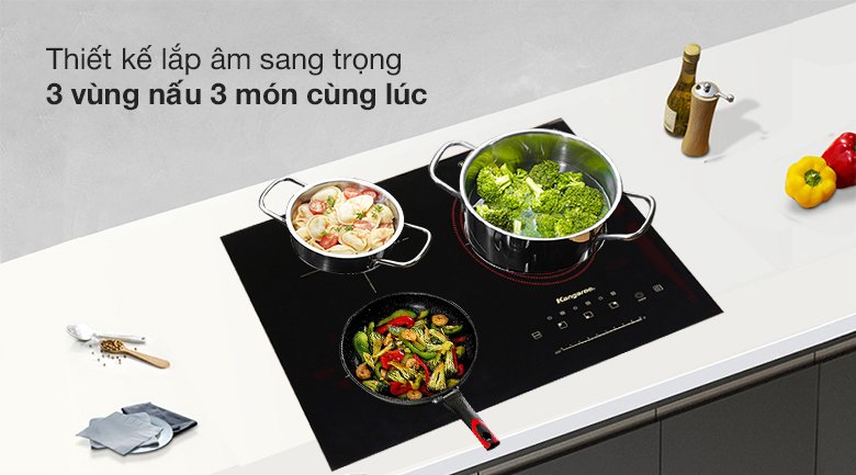 bếp từ hồng ngoại 3 vùng nấu lắp âm kangaroo kg446i