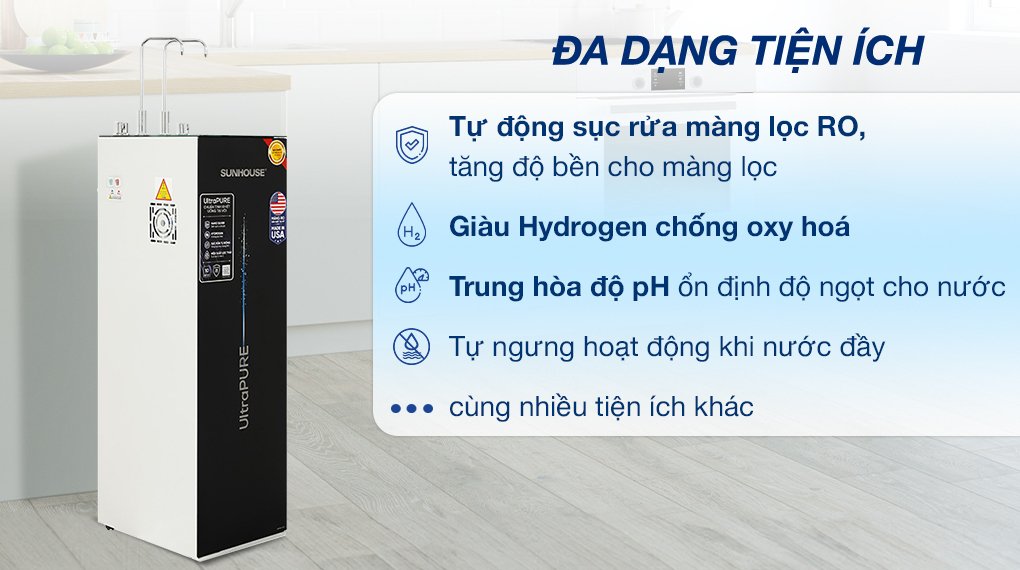 máy lọc nước ro nóng nguội lạnh sunhouse ultrapure sha76210kl 10 lõi