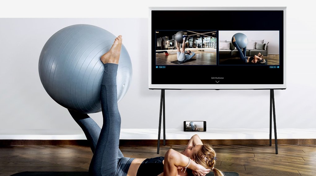 smart tivi kiểu chữ i có chân the serif qled samsung 4k 65 inch qa65ls01ba