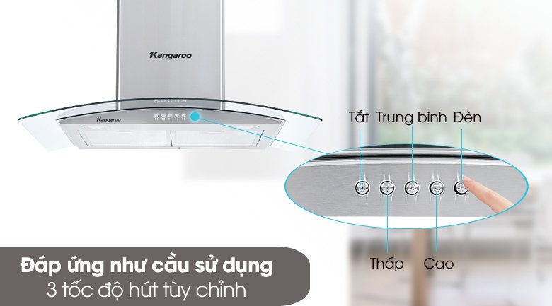 máy hút mùi kính cong kangaroo kg538