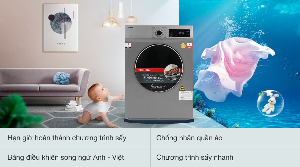 máy sấy thông hơi 7 kg toshiba td-h80sev(sk)