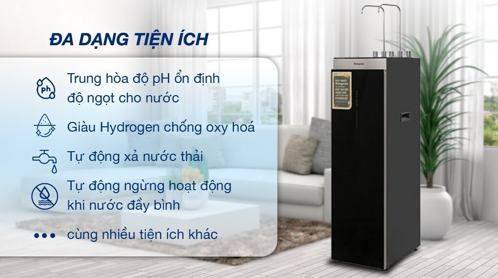 máy lọc nước ro nóng nguội lạnh hydrogen kangaroo kg12a6 12 lõi
