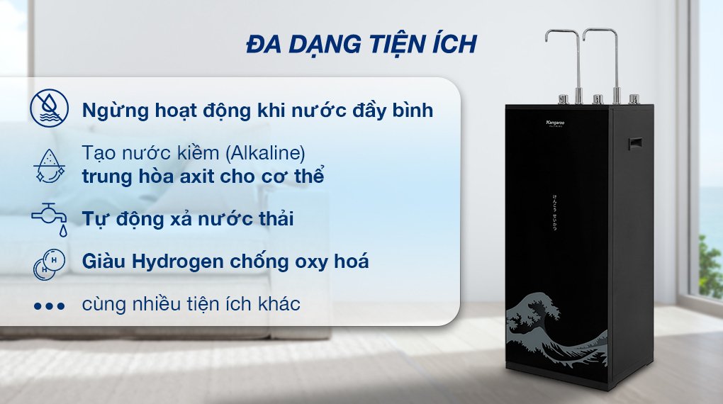 máy lọc nước ro nóng nguội lạnh hydrogen kangaroo kg10a12 10 lõi