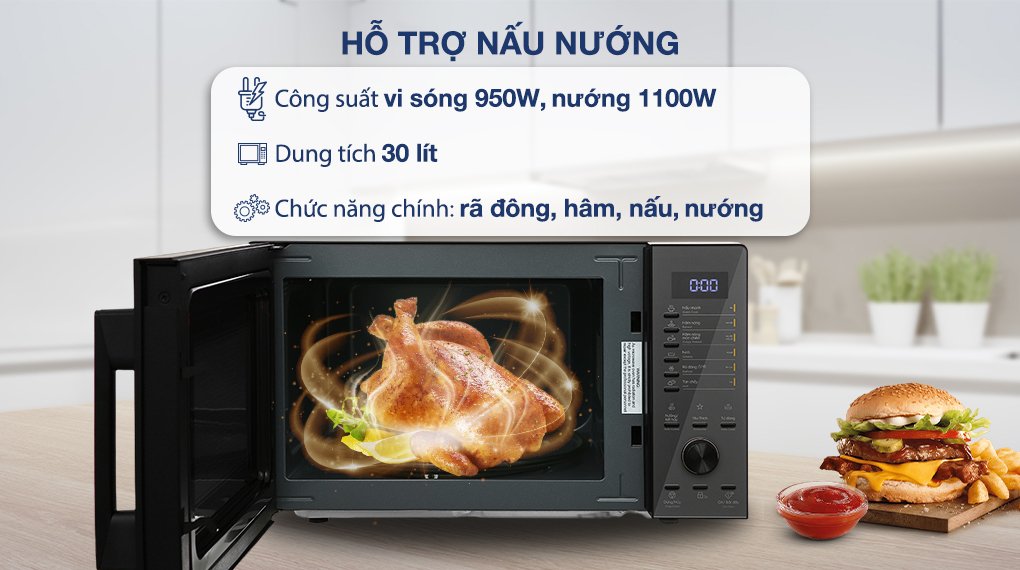 lò vi sóng có nướng electrolux emg30d22bm 30 lít