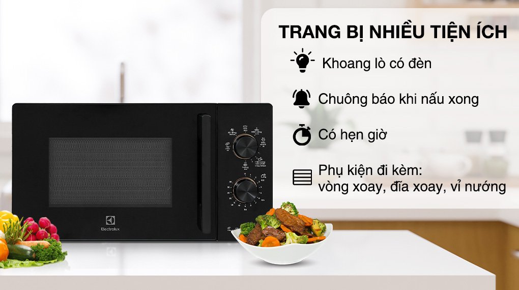 lò vi sóng có nướng electrolux emg20k22b 20 lít