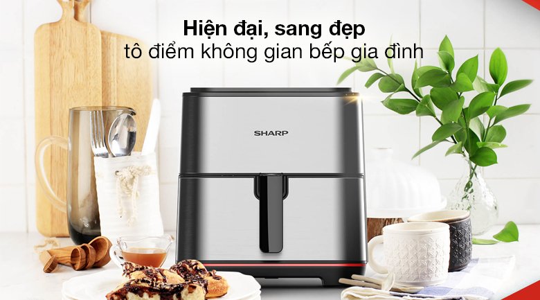 nồi chiên không dầu sharp kf-af70ev-st 7 lít