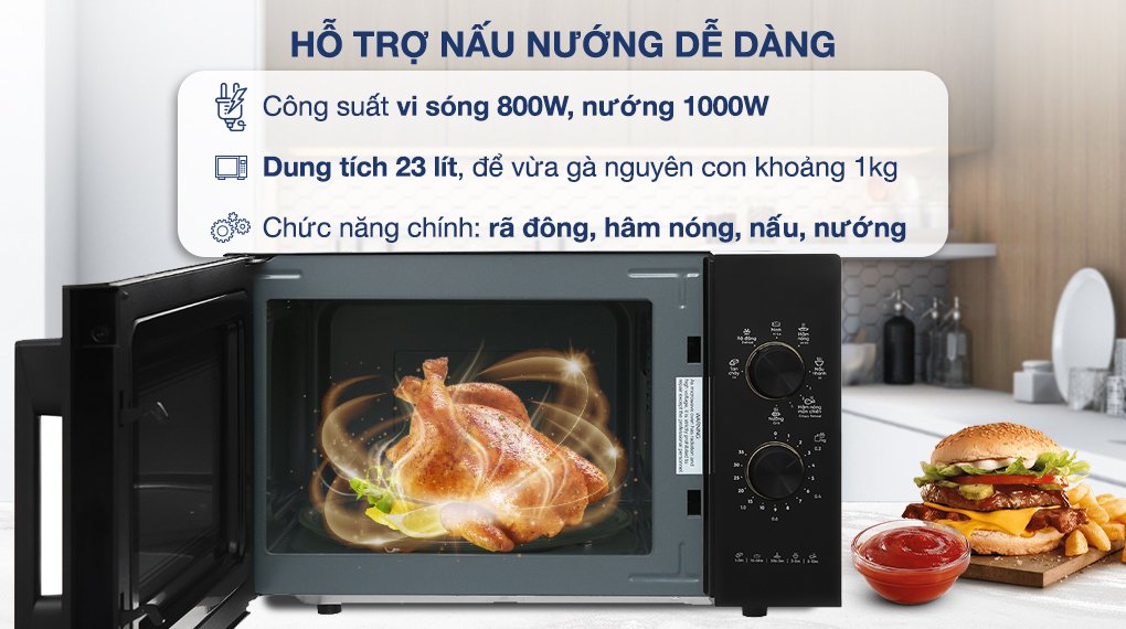 lò vi sóng có nướng electrolux emg23k22b 23 lít