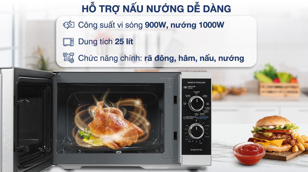 lò vi sóng có nướng sharp r-g251tv-sl 25 lít