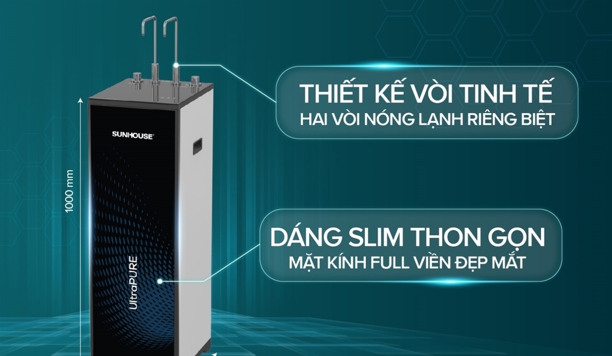 máy lọc nước nóng lạnh ro sunhouse 10 lõi sha76620kl