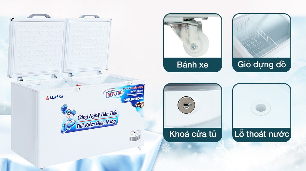 tủ đông 2 cánh alaska inverter hb-550ci 408 lít