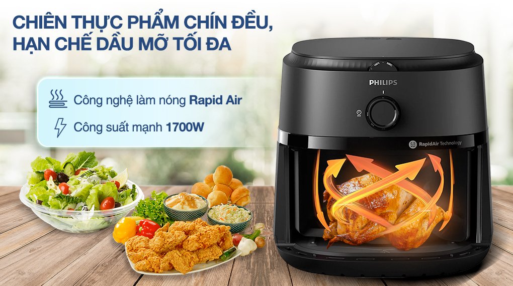 nồi chiên không dầu philips na130/00 6.2 lít