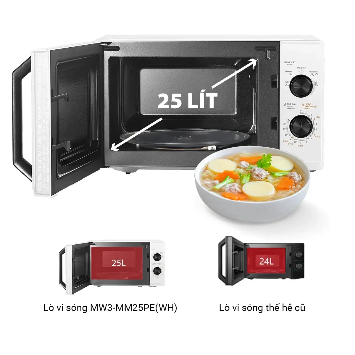 lò vi sóng toshiba mw3-mm25pe(wh) 25 lít