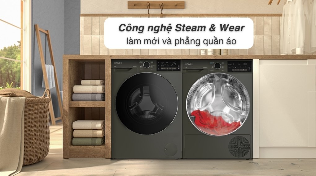 máy sấy bơm nhiệt hitachi 10 kg td-100xfvem