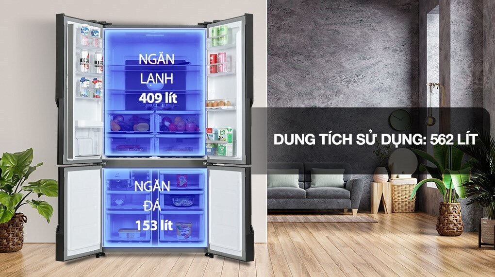 tủ lạnh electrolux inverter 562 lít multi door eqe5660a-b