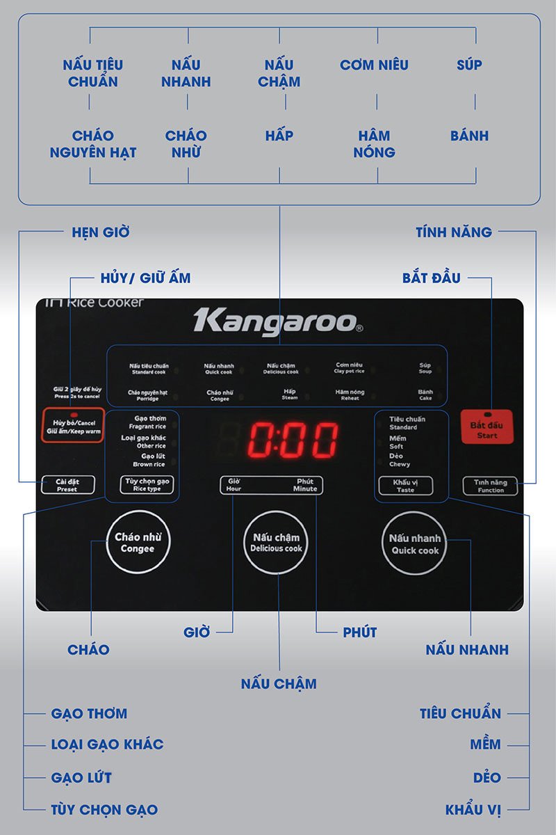 nồi cơm cao tần kangaroo 1.8 lít kg599n
