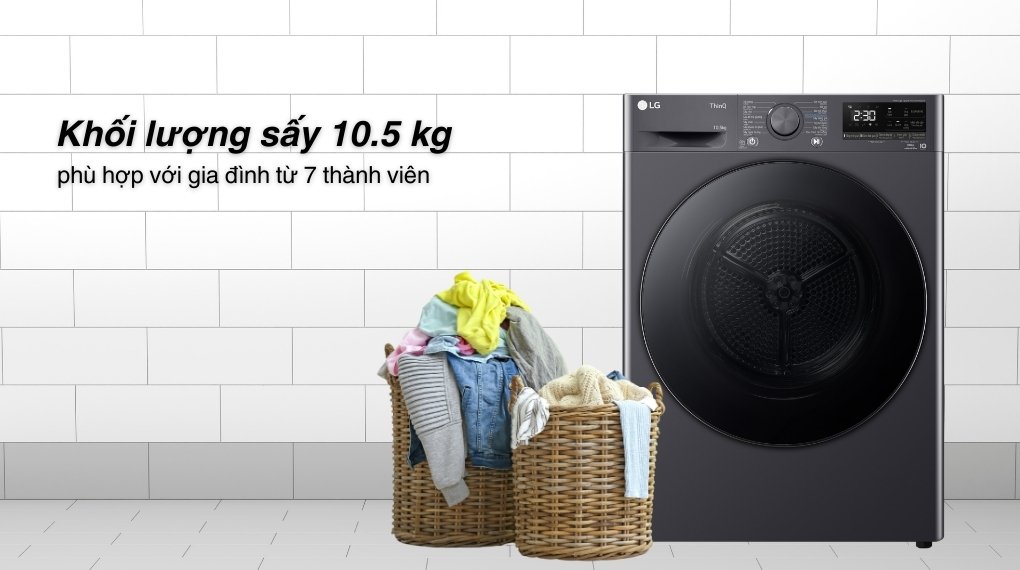 máy sấy bơm nhiệt lg 10.5 kg dvhp50m