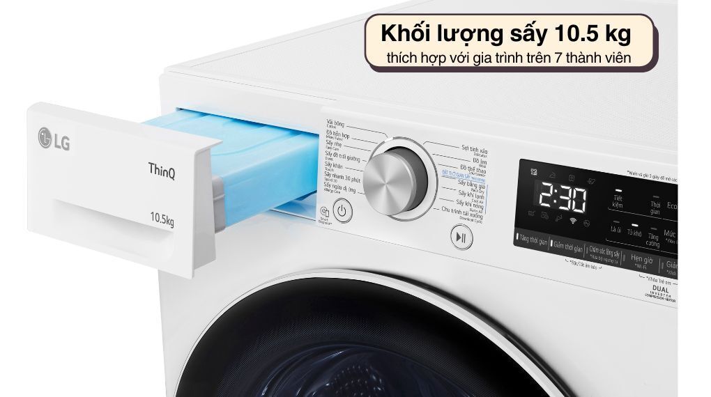 máy sấy bơm nhiệt lg 10.5 kg dvhp50w