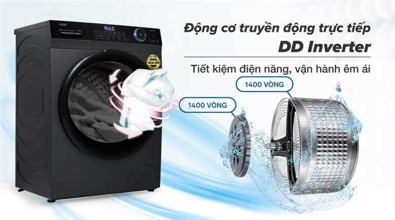 máy giặt aqua inverter 10kg aqd-a1002j.bk lồng ngang