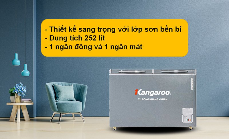 tủ đông mát kangaroo 252 lít kgfz318ng2