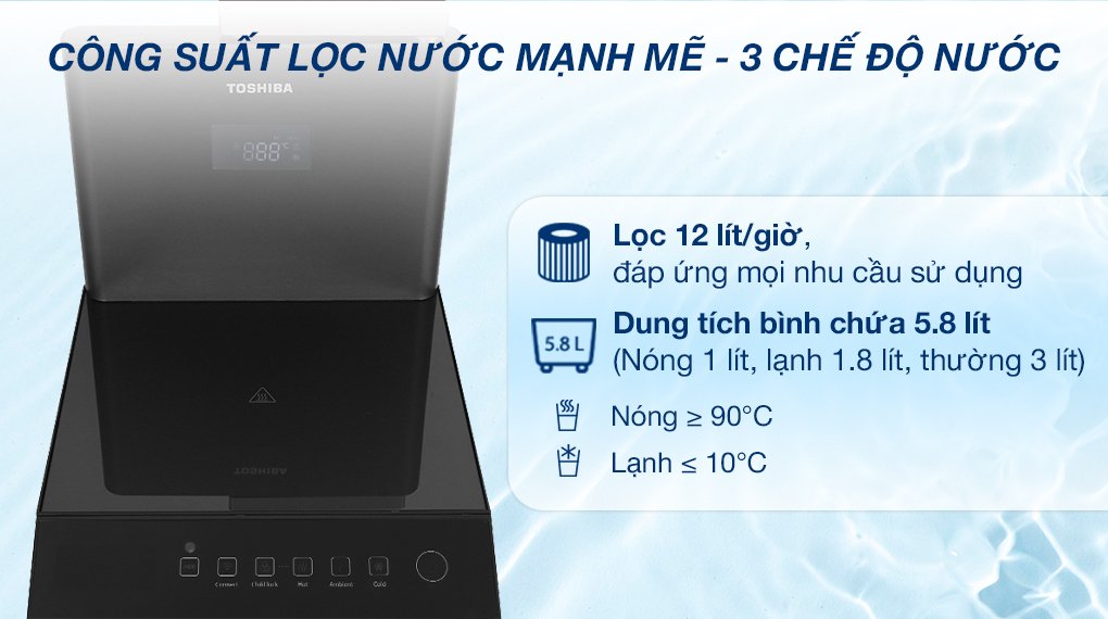 máy lọc nước ro nóng nguội lạnh toshiba twp-w2398svn(w) 10 lõi