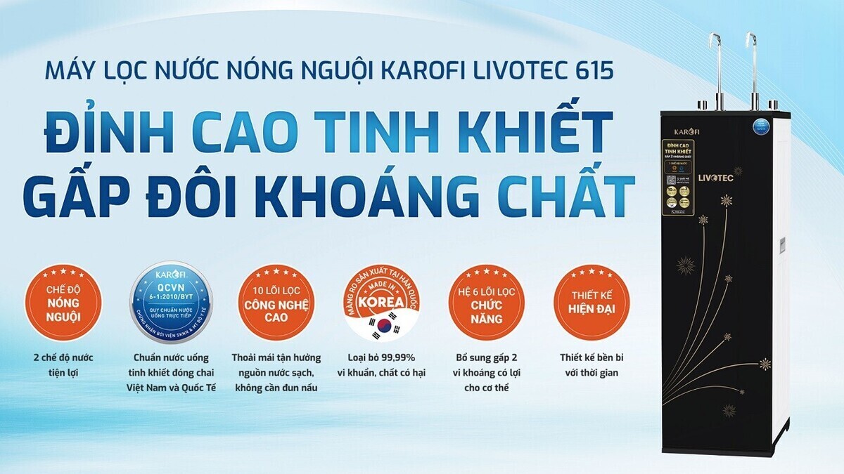 máy lọc nước nóng lạnh karofi livotec 615